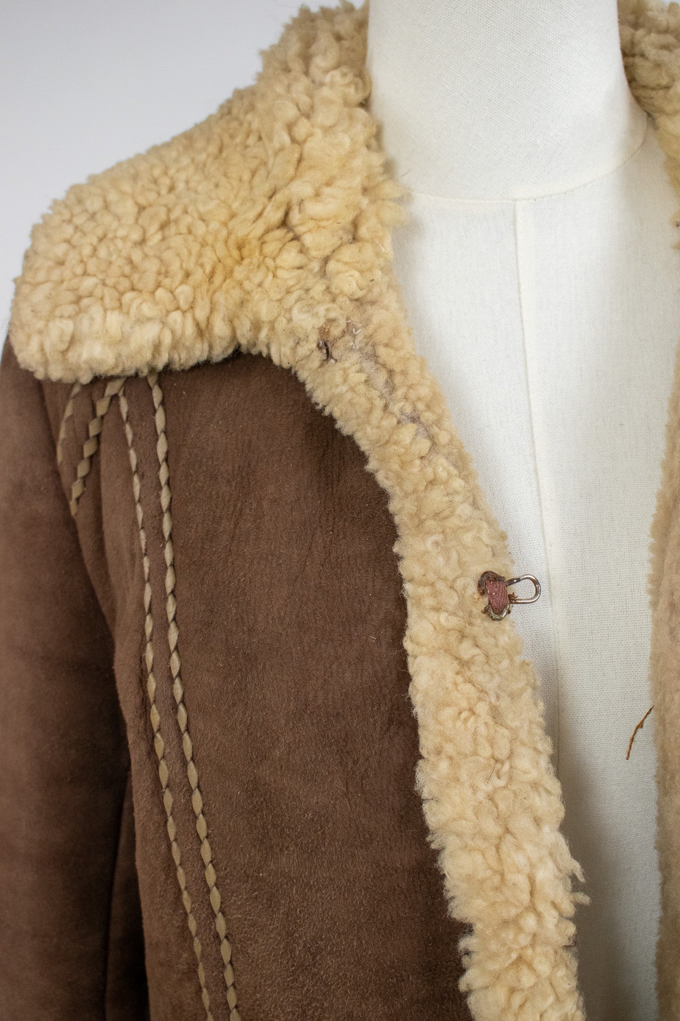 Vintage Large 1960's Embroidered Polish Sheepskin Coat