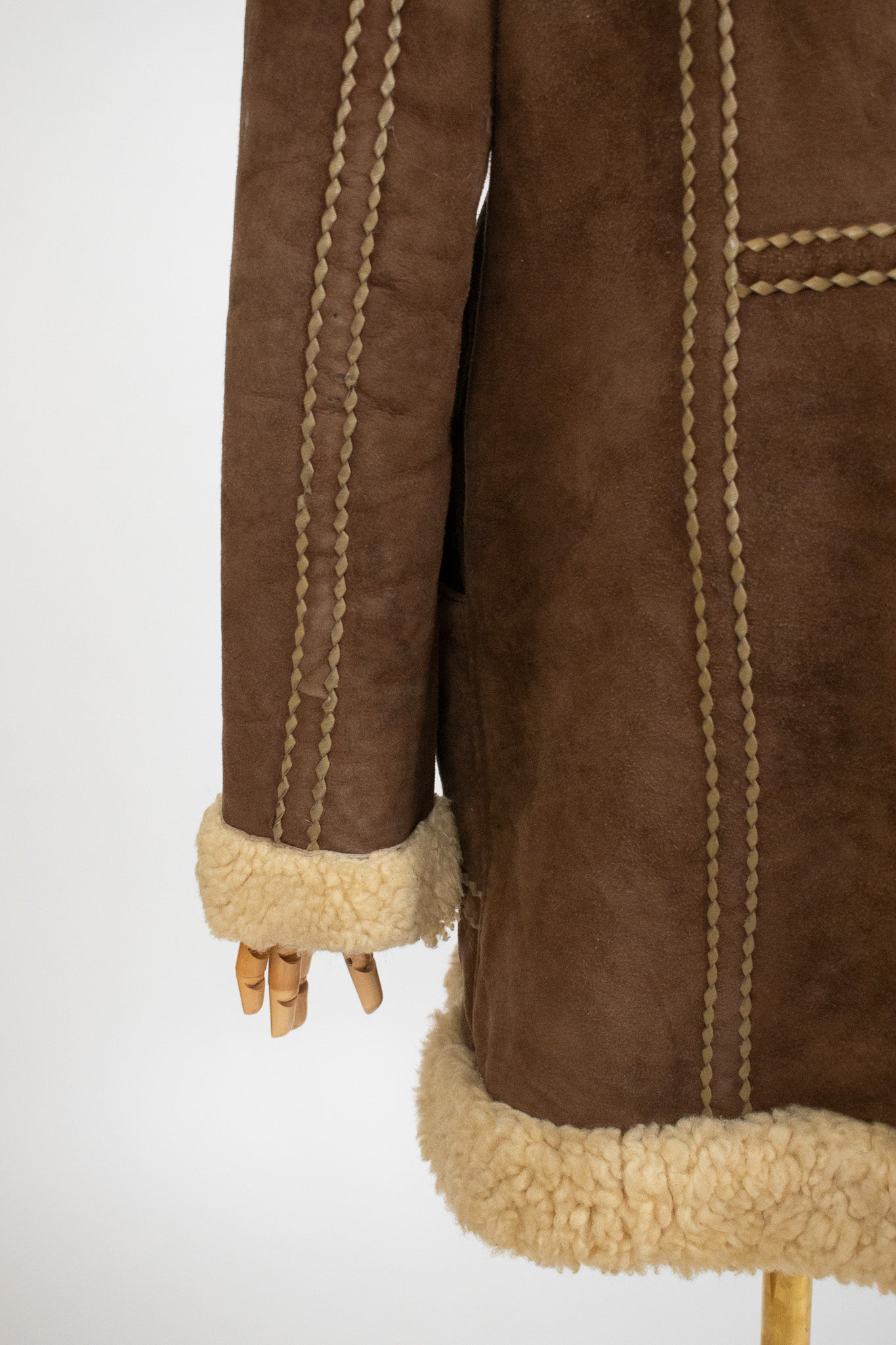 Vintage Large 1960's Embroidered Polish Sheepskin Coat