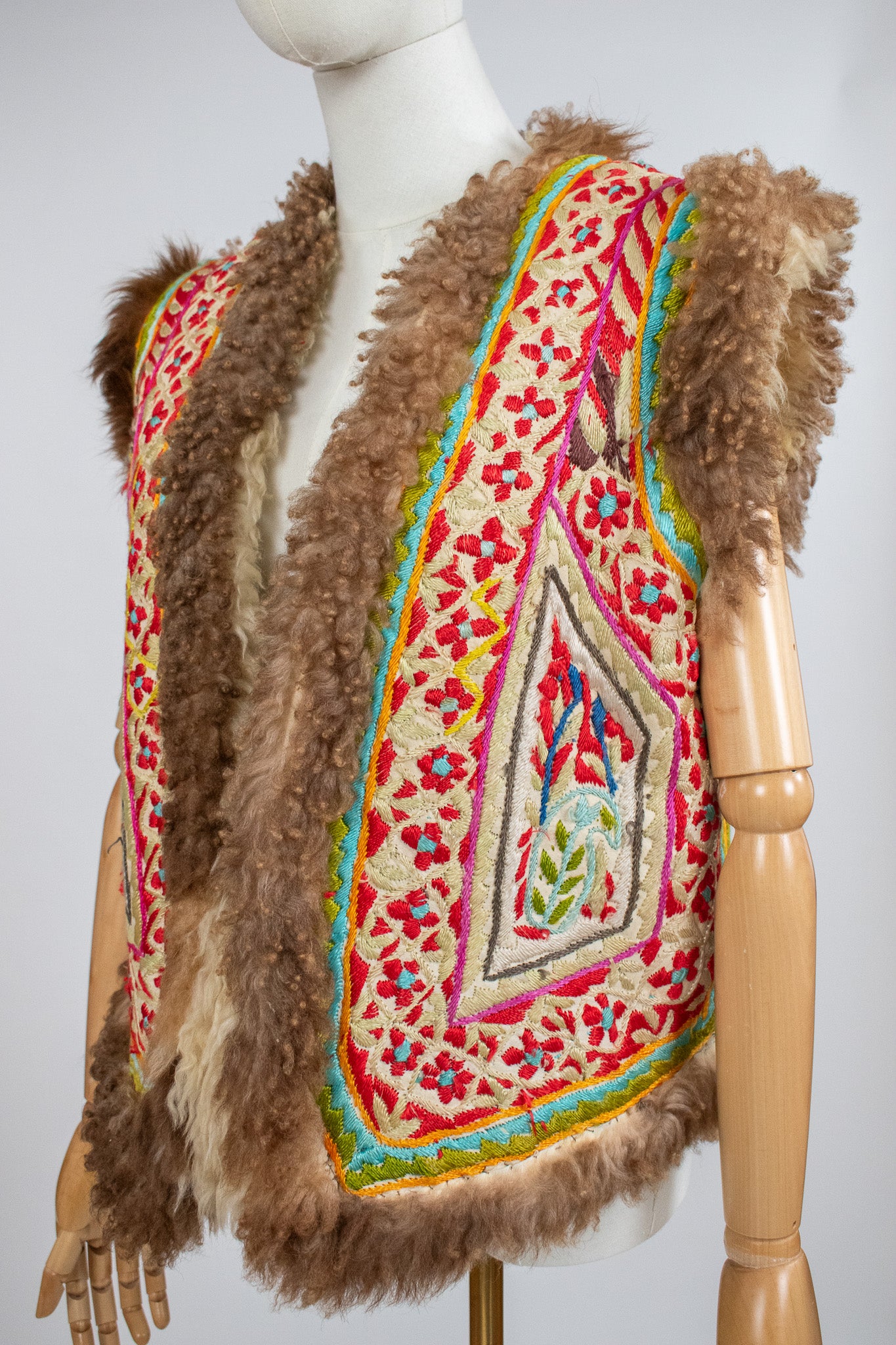 Vintage Very Rare Large 1960's Silk Embroidered Collectible Afghan Vest Waistcoat