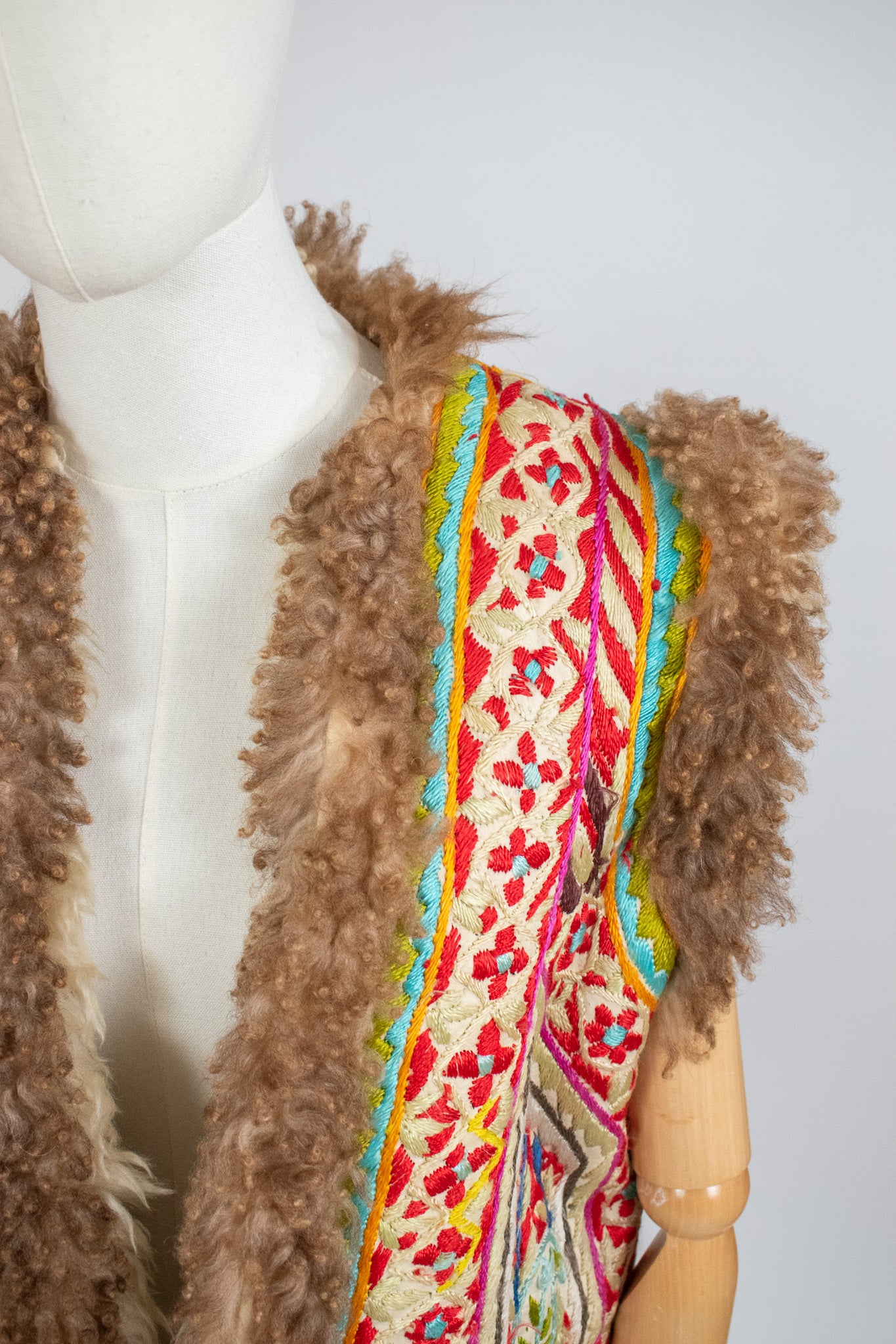 Vintage Very Rare Large 1960's Silk Embroidered Collectible Afghan Vest Waistcoat