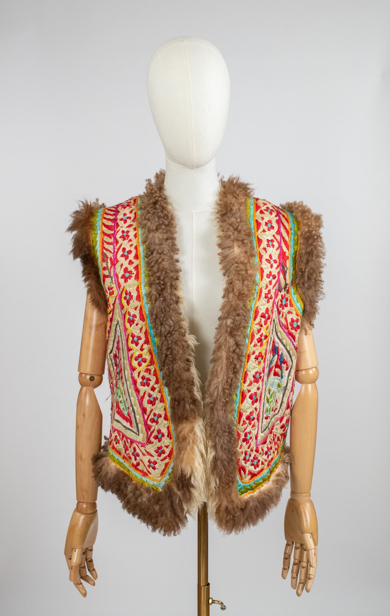 Vintage Very Rare Large 1960's Silk Embroidered Collectible Afghan Vest Waistcoat