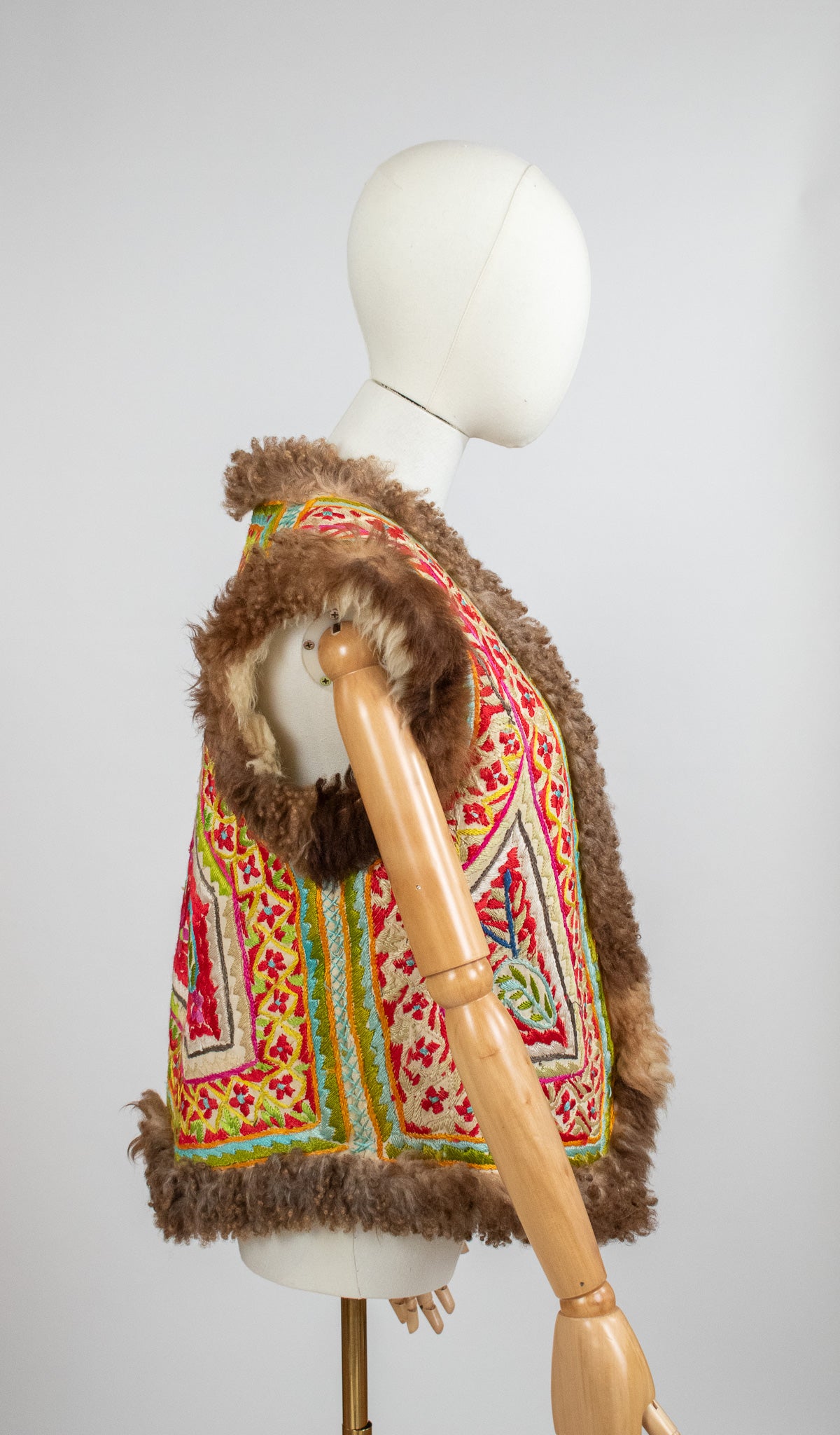 Vintage Very Rare Large 1960's Silk Embroidered Collectible Afghan Vest Waistcoat