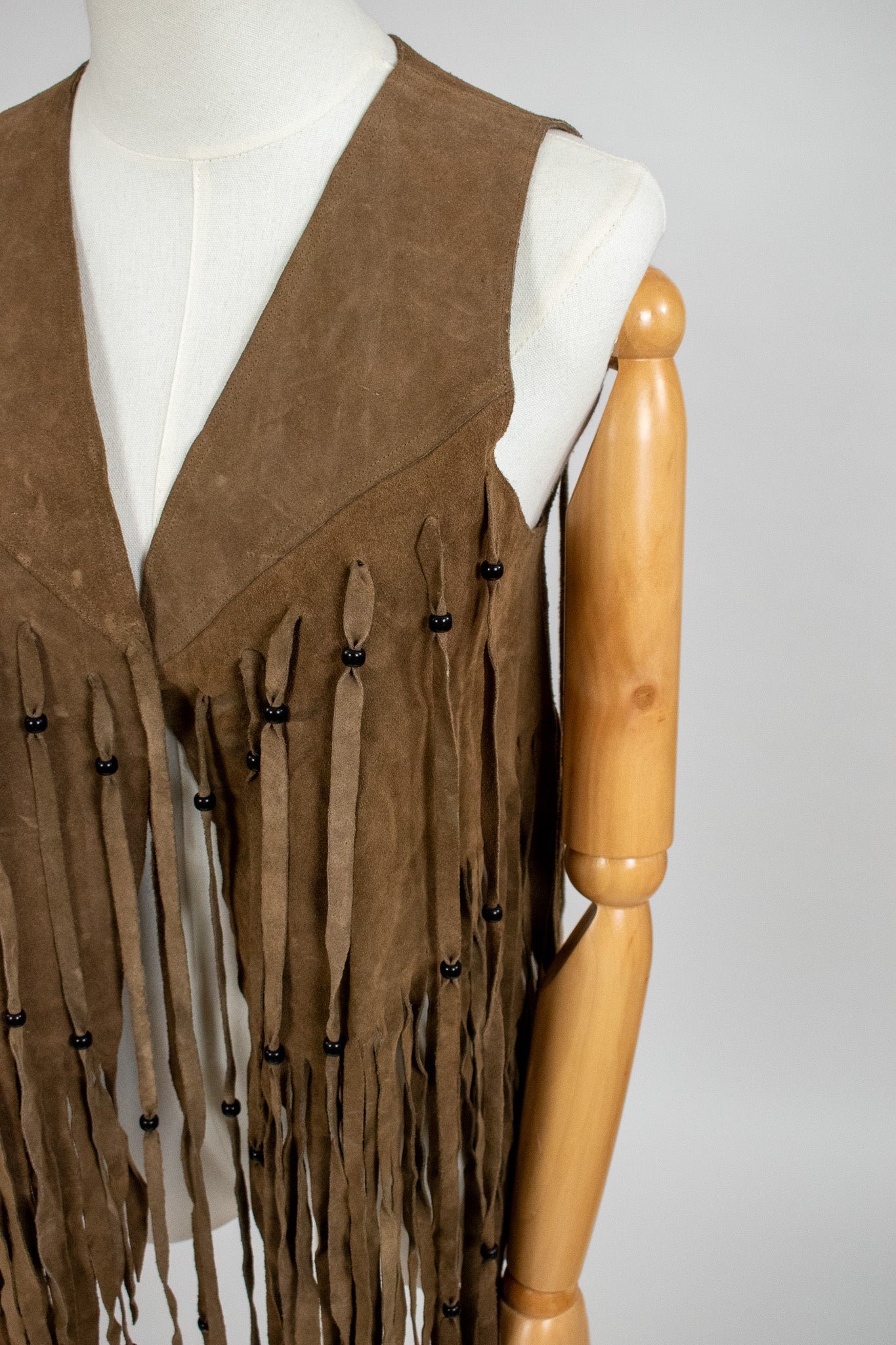 Vintage 1960s Beaded Suede Fringed Waistcoat Vest