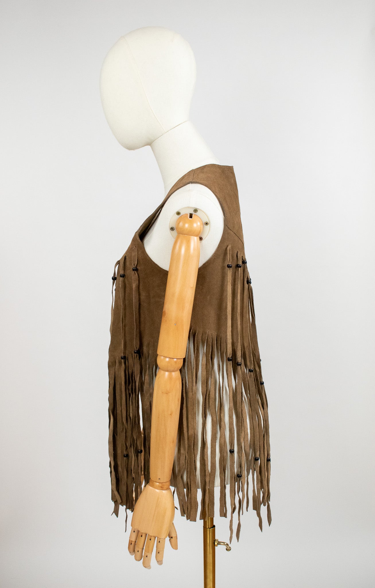 Vintage 1960s Beaded Suede Fringed Waistcoat Vest