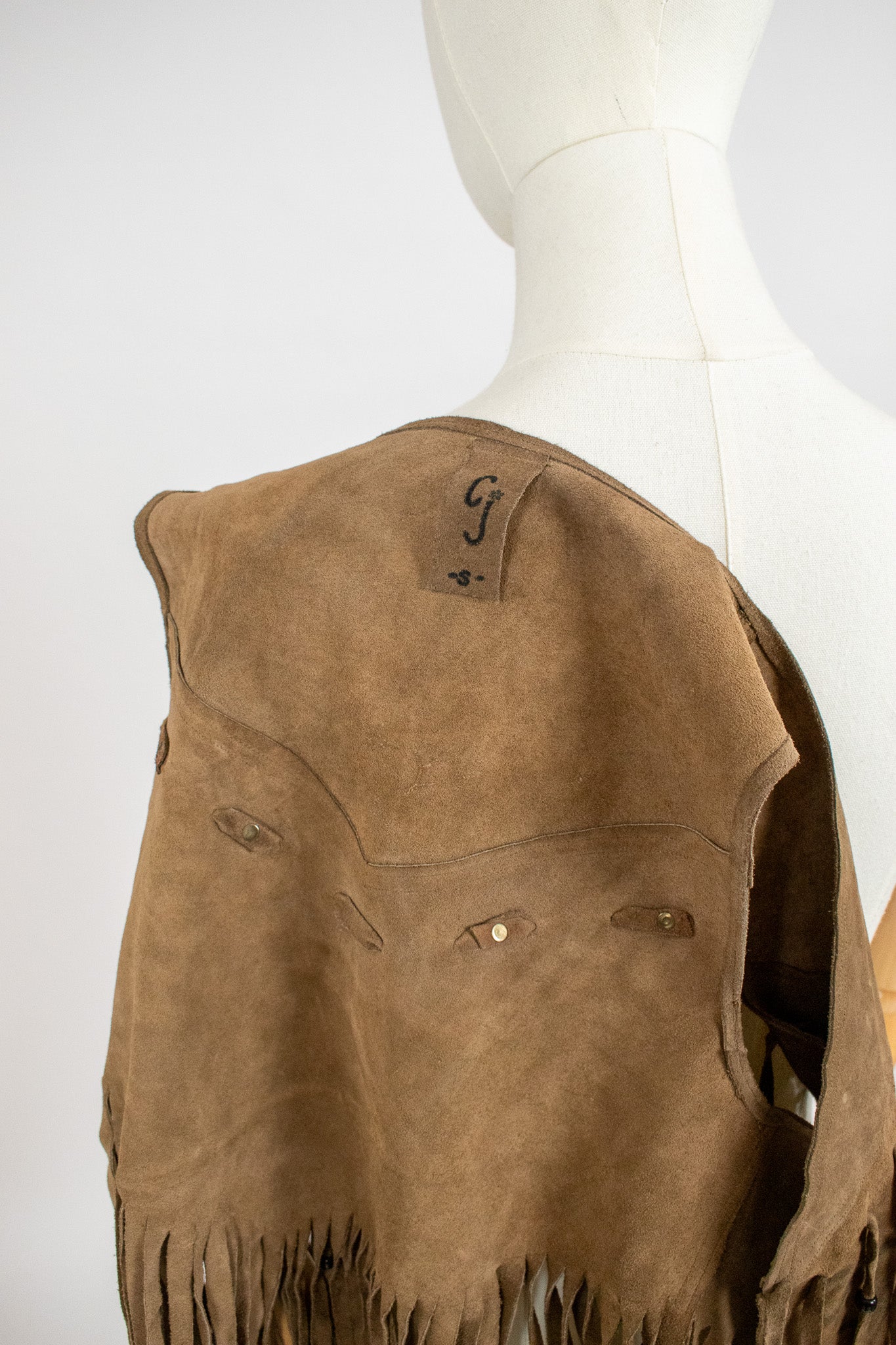 Vintage 1960s Beaded Suede Fringed Waistcoat Vest