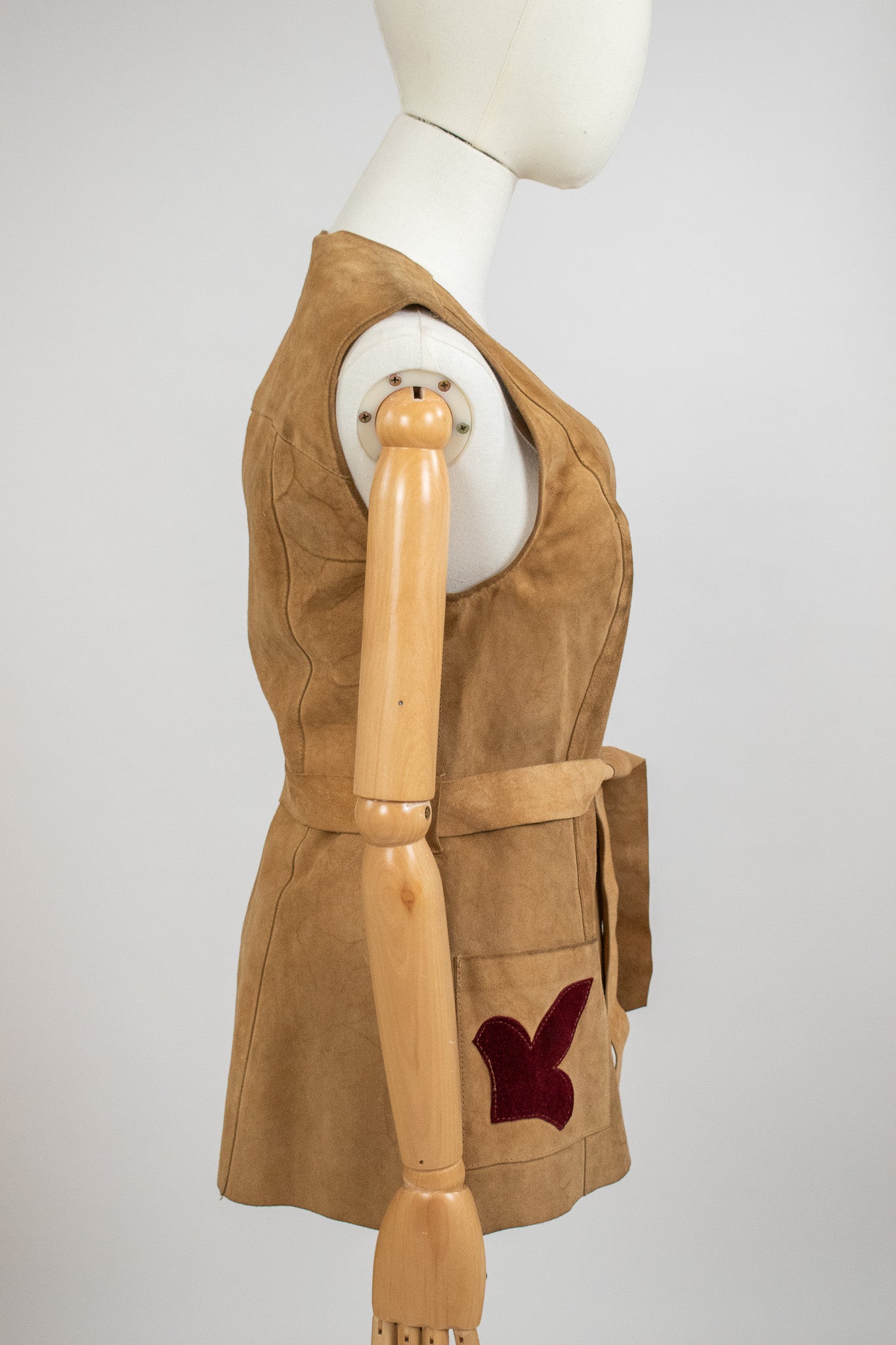Vintage Suede 1970s Hippie Waistcoat Vest