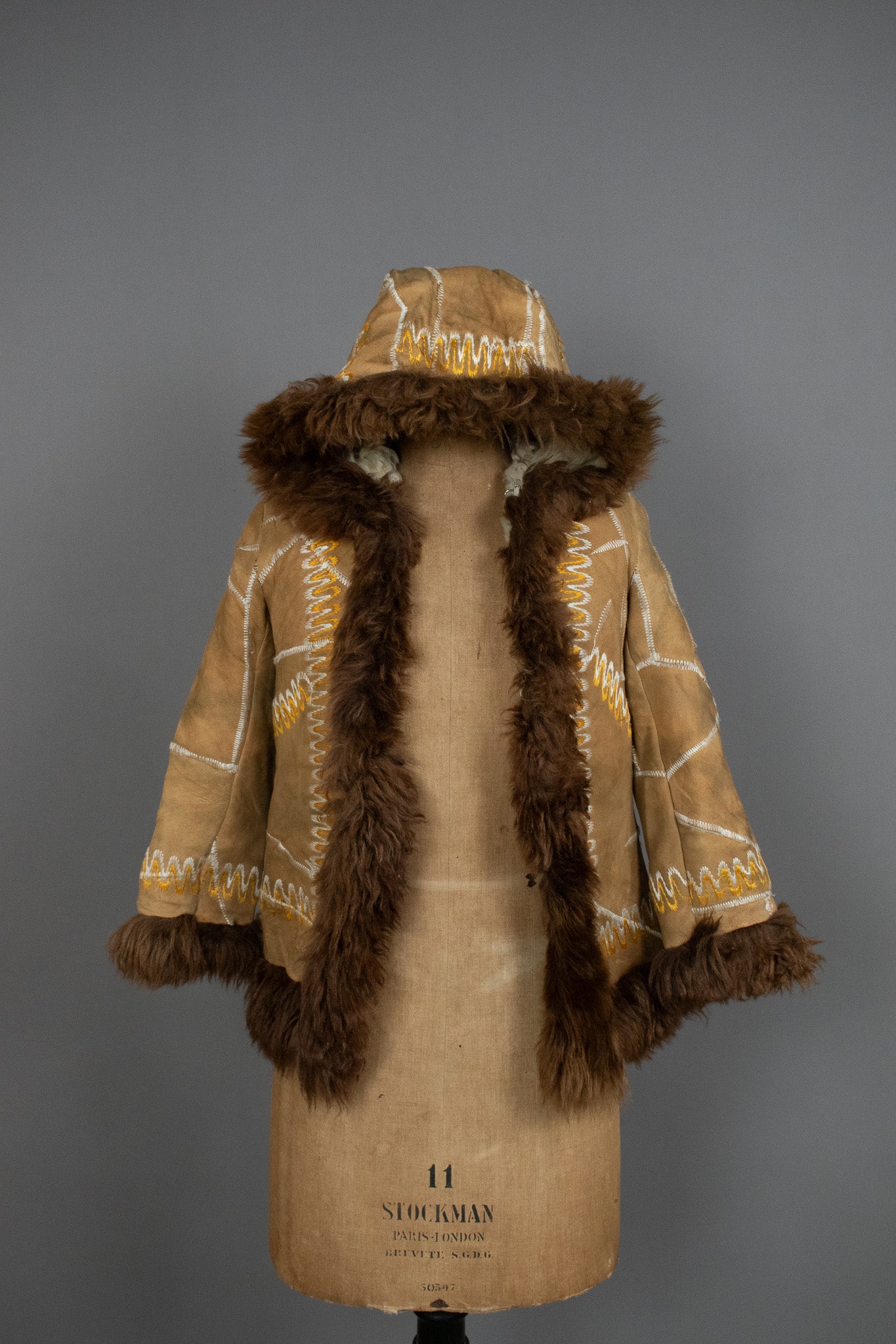 Vintage 1970's Embroidered Child Afghan Coat