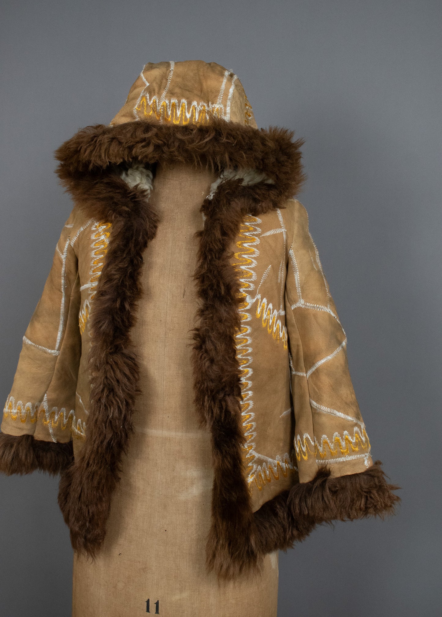 Vintage 1970's Embroidered Child Afghan Coat