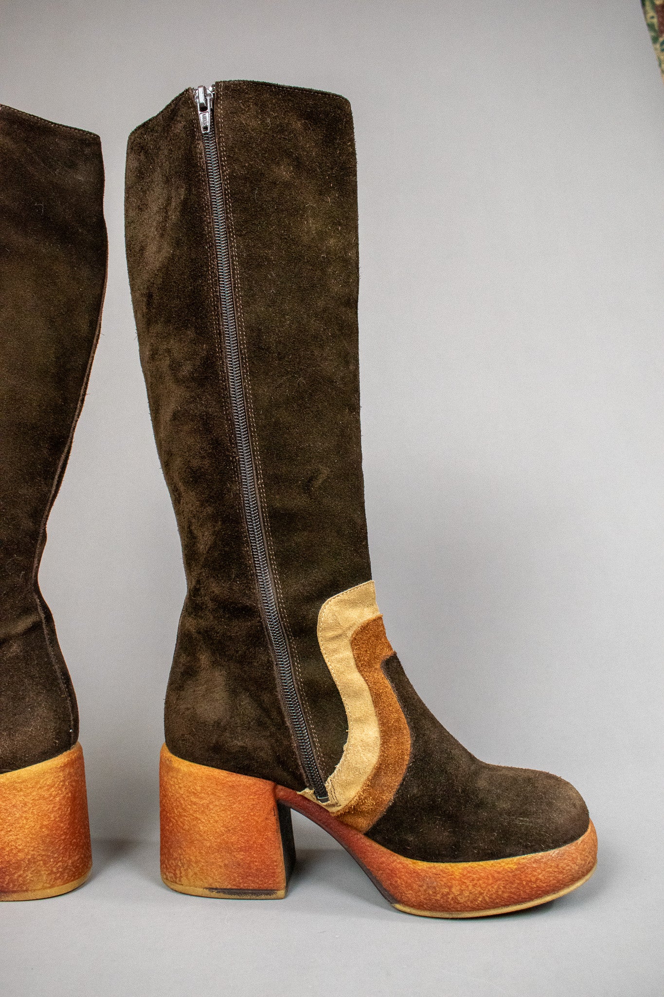Vintage Iconic 1970s Suede Platform Boots