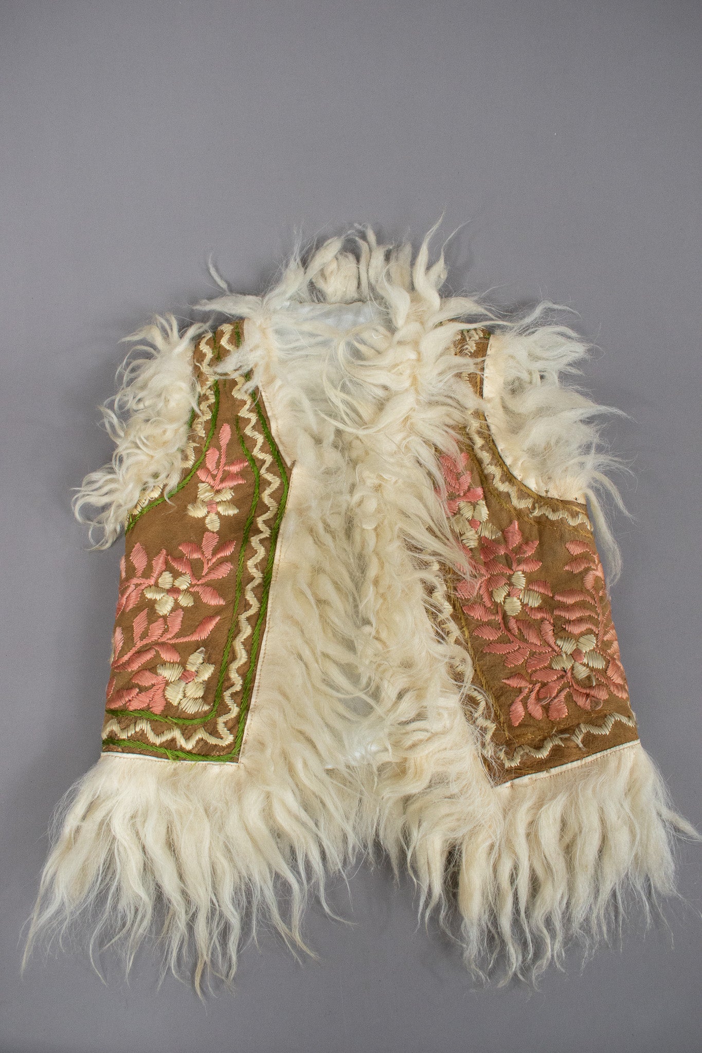Vintage Very Rare Childs 1960's Silk Embroidered Collectible Afghan Vest Waistcoat