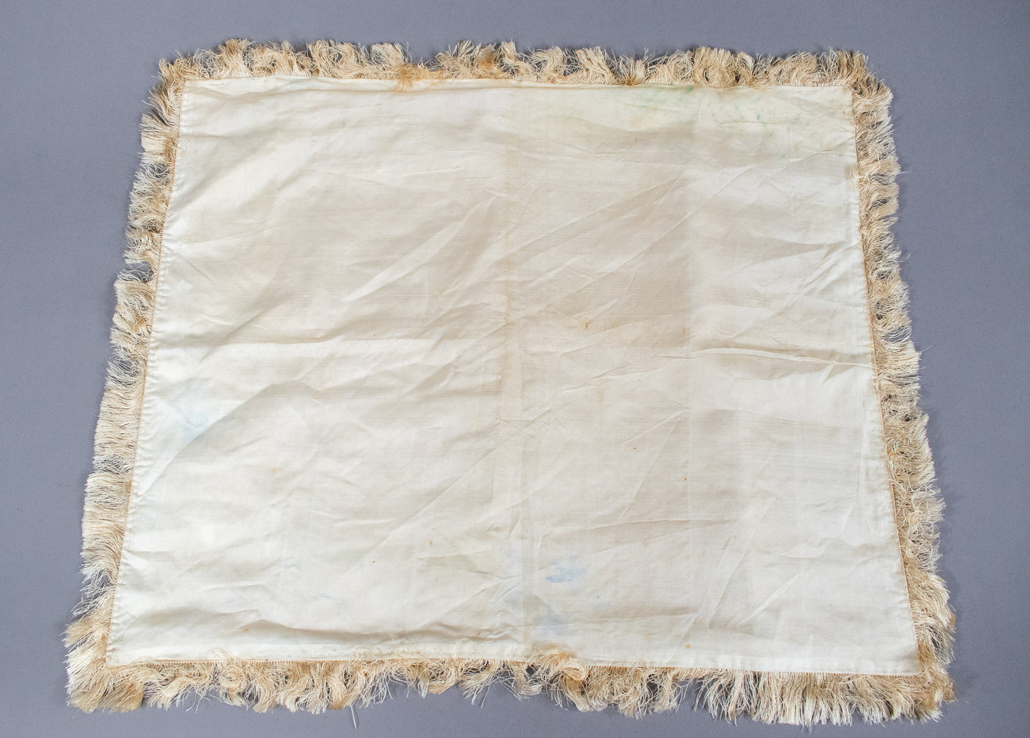 Antique Victorian Silk Hand Painted Floral Fringed Cloth