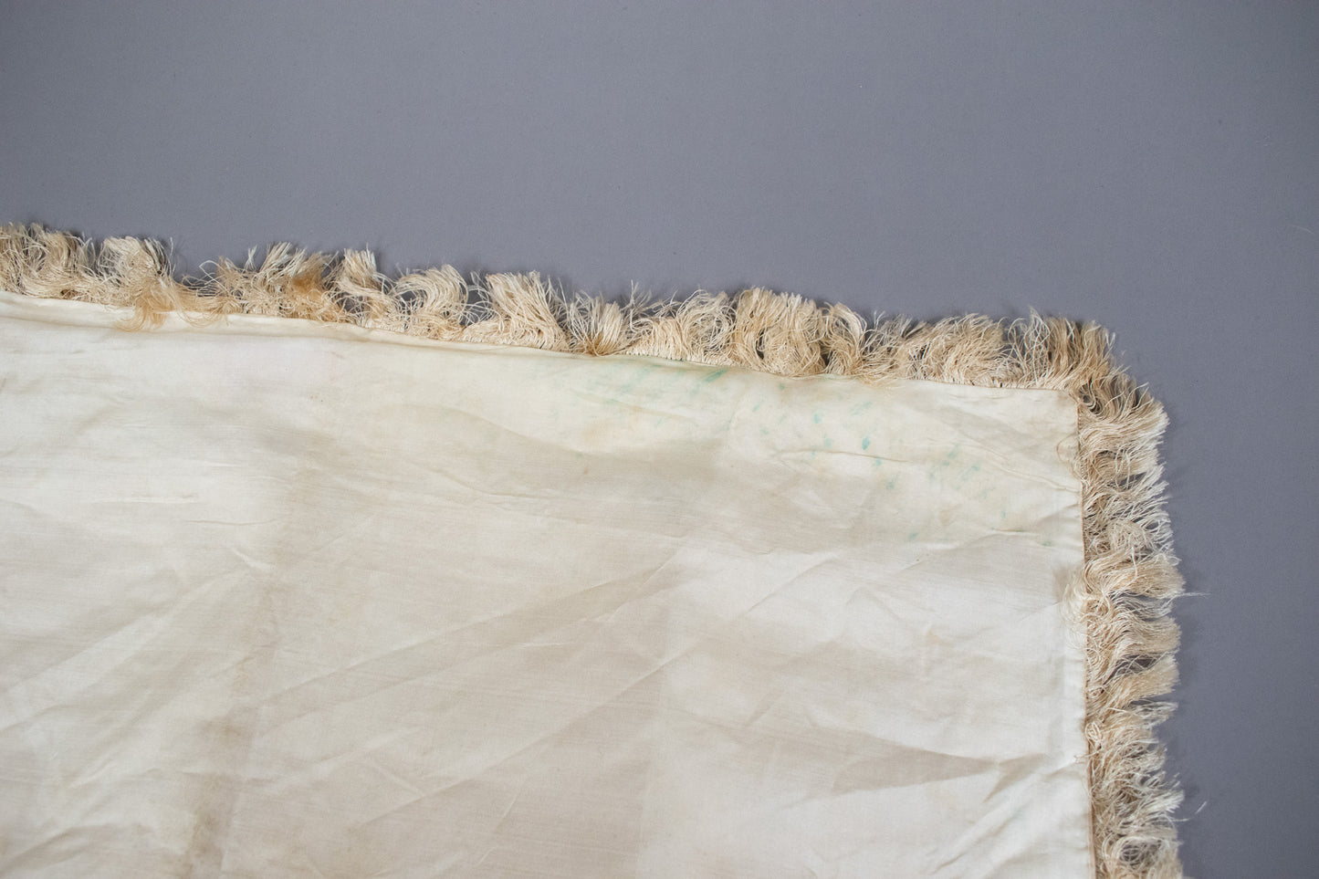 Antique Victorian Silk Hand Painted Floral Fringed Cloth