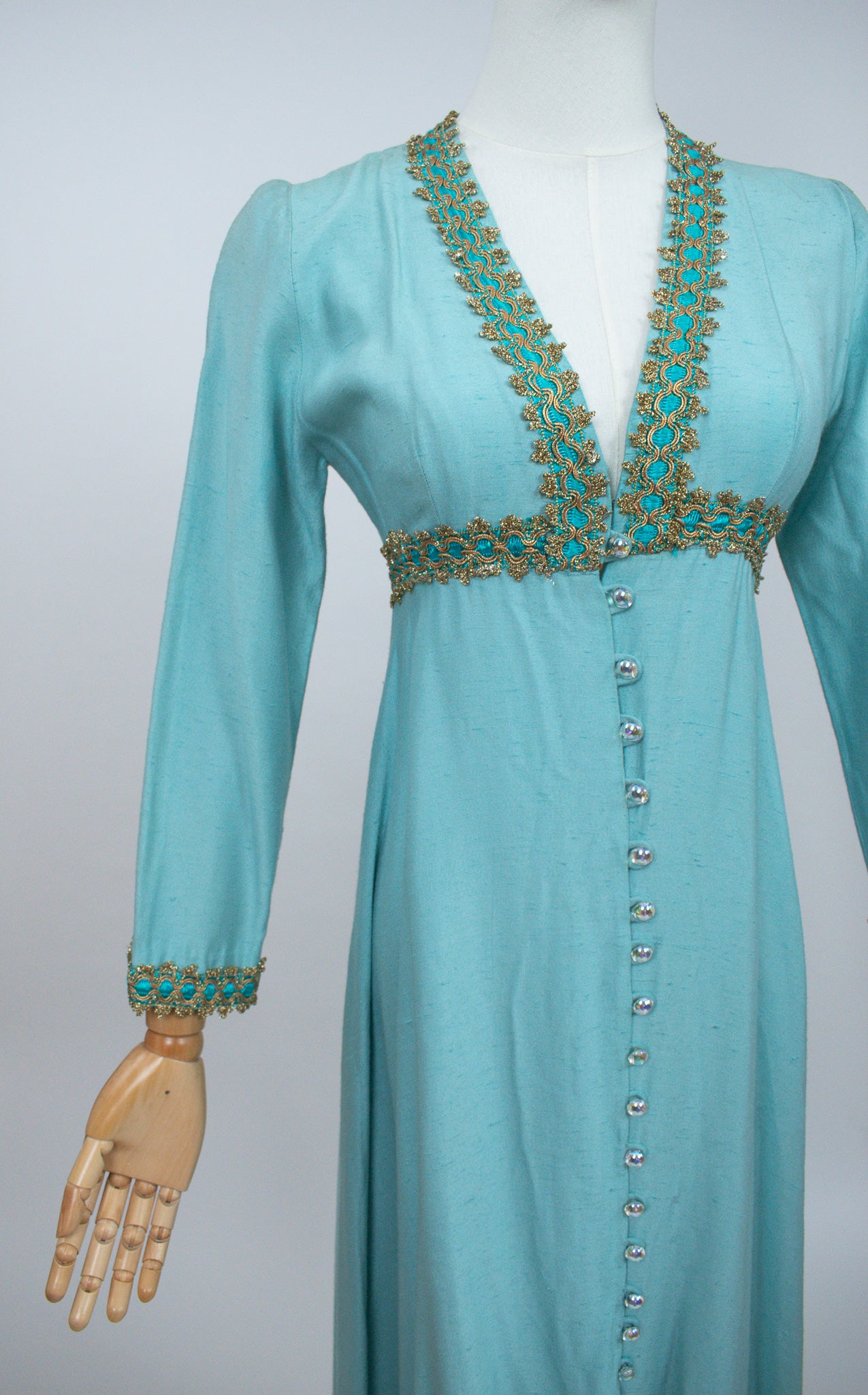 Vintage 1960s Turquoise Ethnic Style Jacket Dress