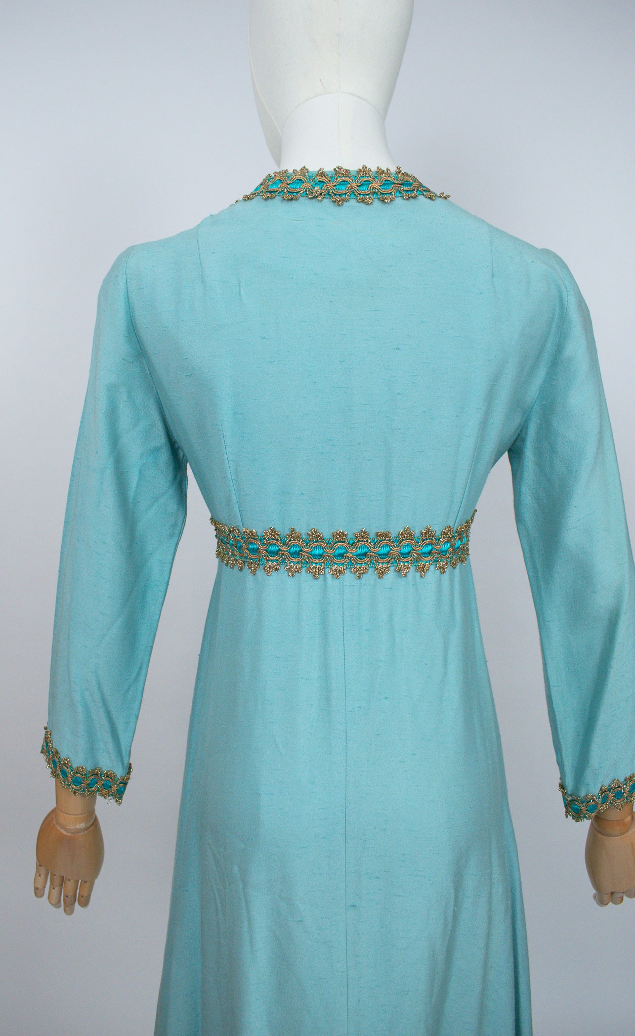 Vintage 1960s Turquoise Ethnic Style Jacket Dress