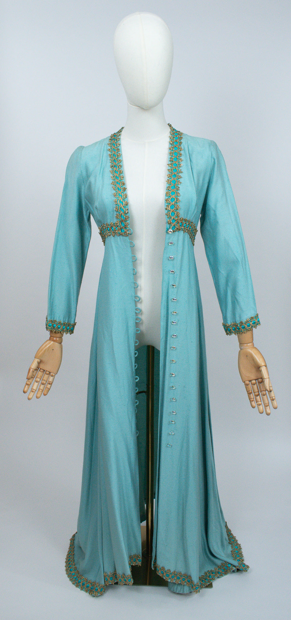 Vintage 1960s Turquoise Ethnic Style Jacket Dress