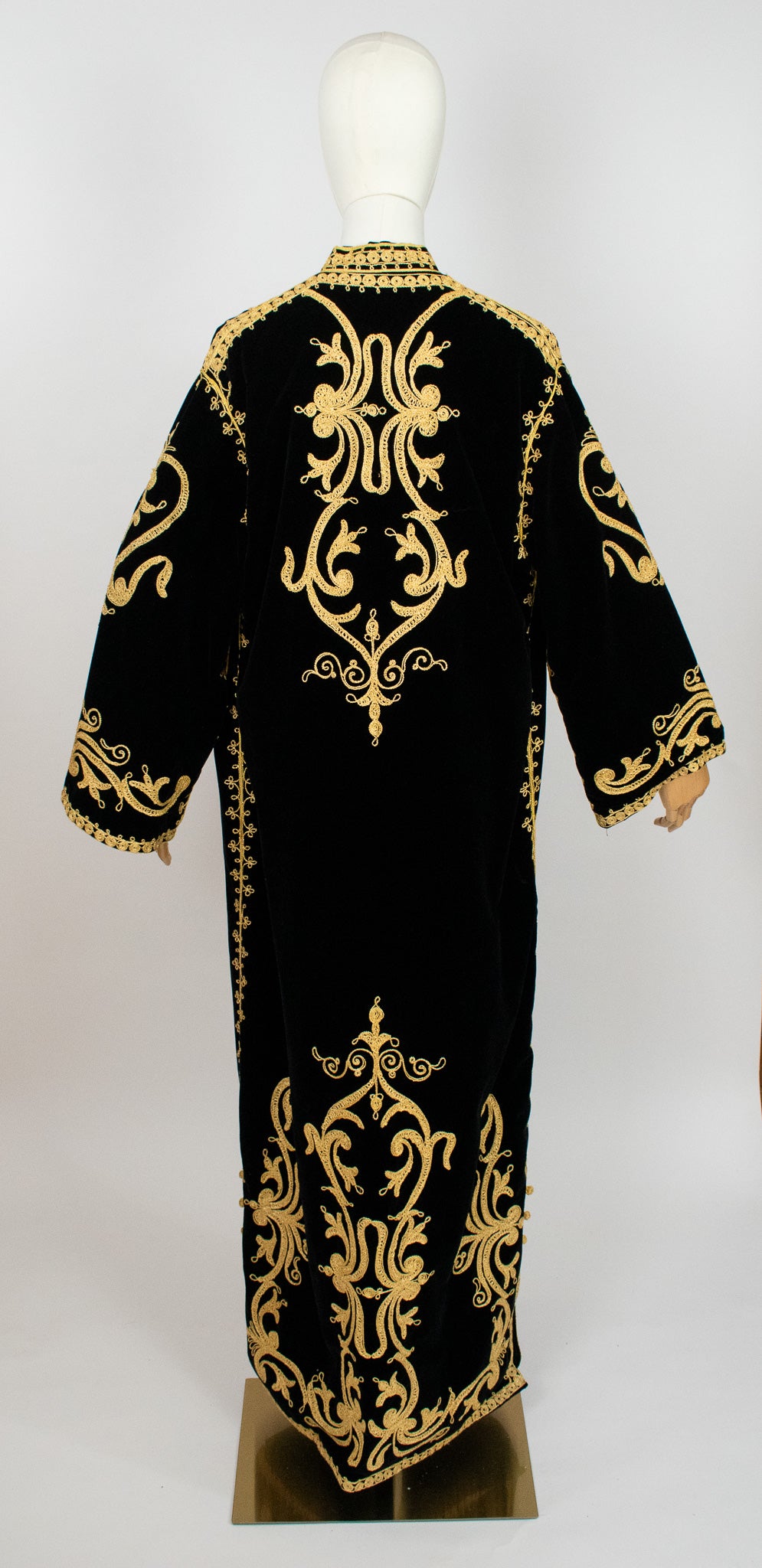 Vintage Eastern 1960s Velvet Embroidered Hippie Boho Jacket Coat Kaftan Robe.