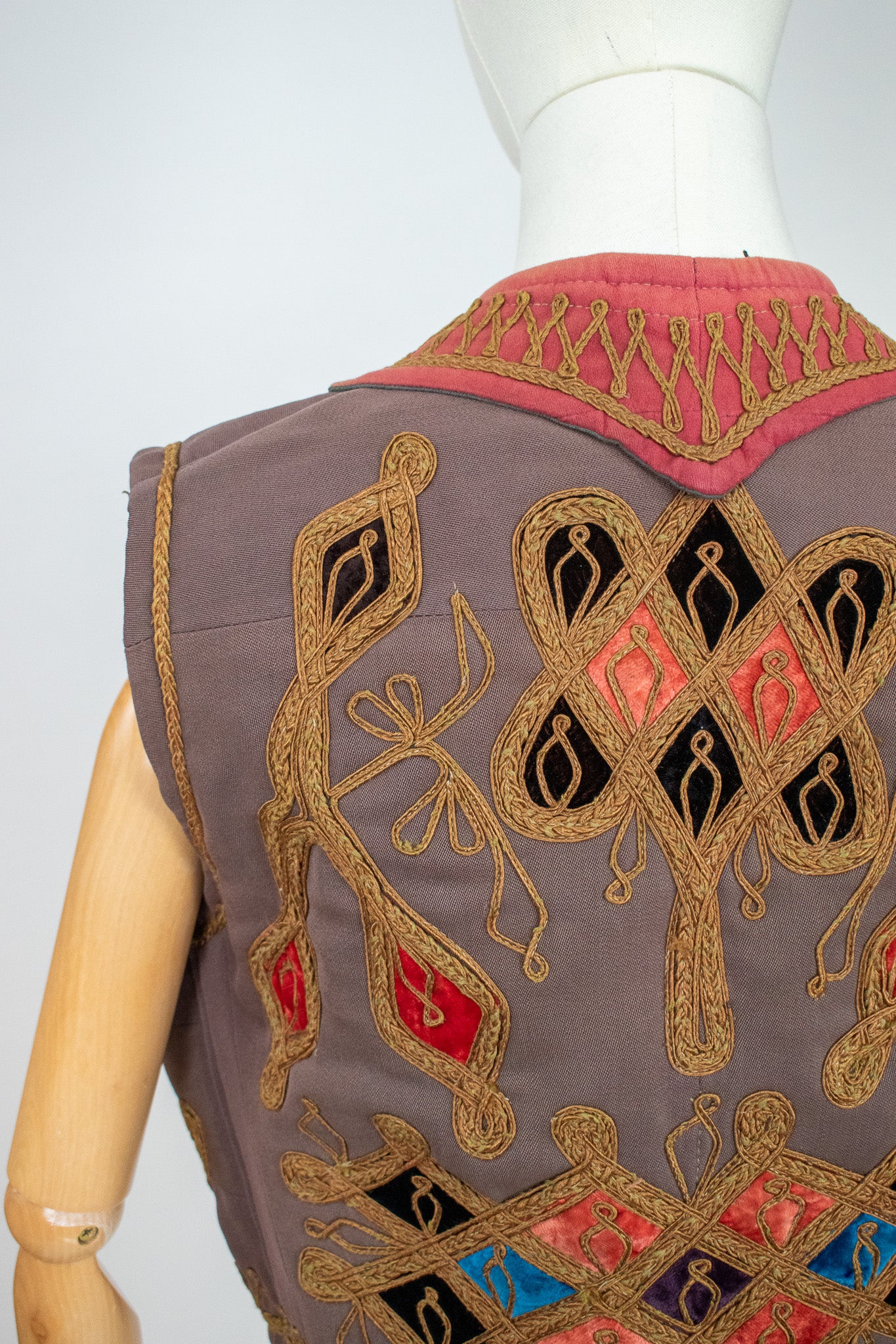 Vintage Afghan Ottoman 1960s Embroidered Vest Waistcoat