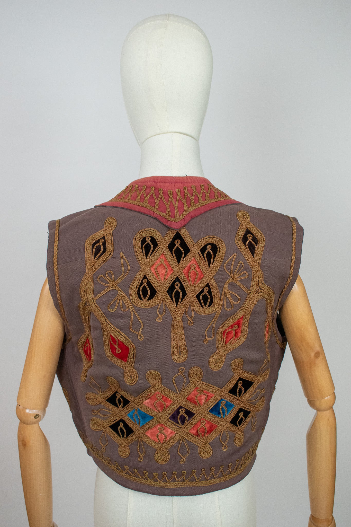 Vintage Afghan Ottoman 1960s Embroidered Vest Waistcoat