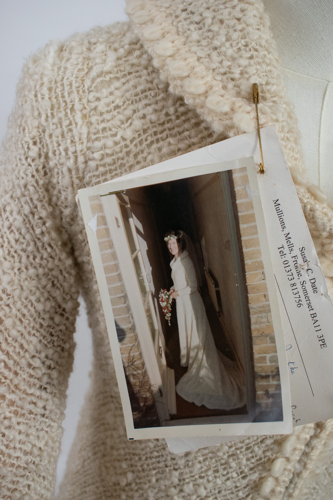 Vintage 1960s Cream Wool Wedding Dress with Provenance