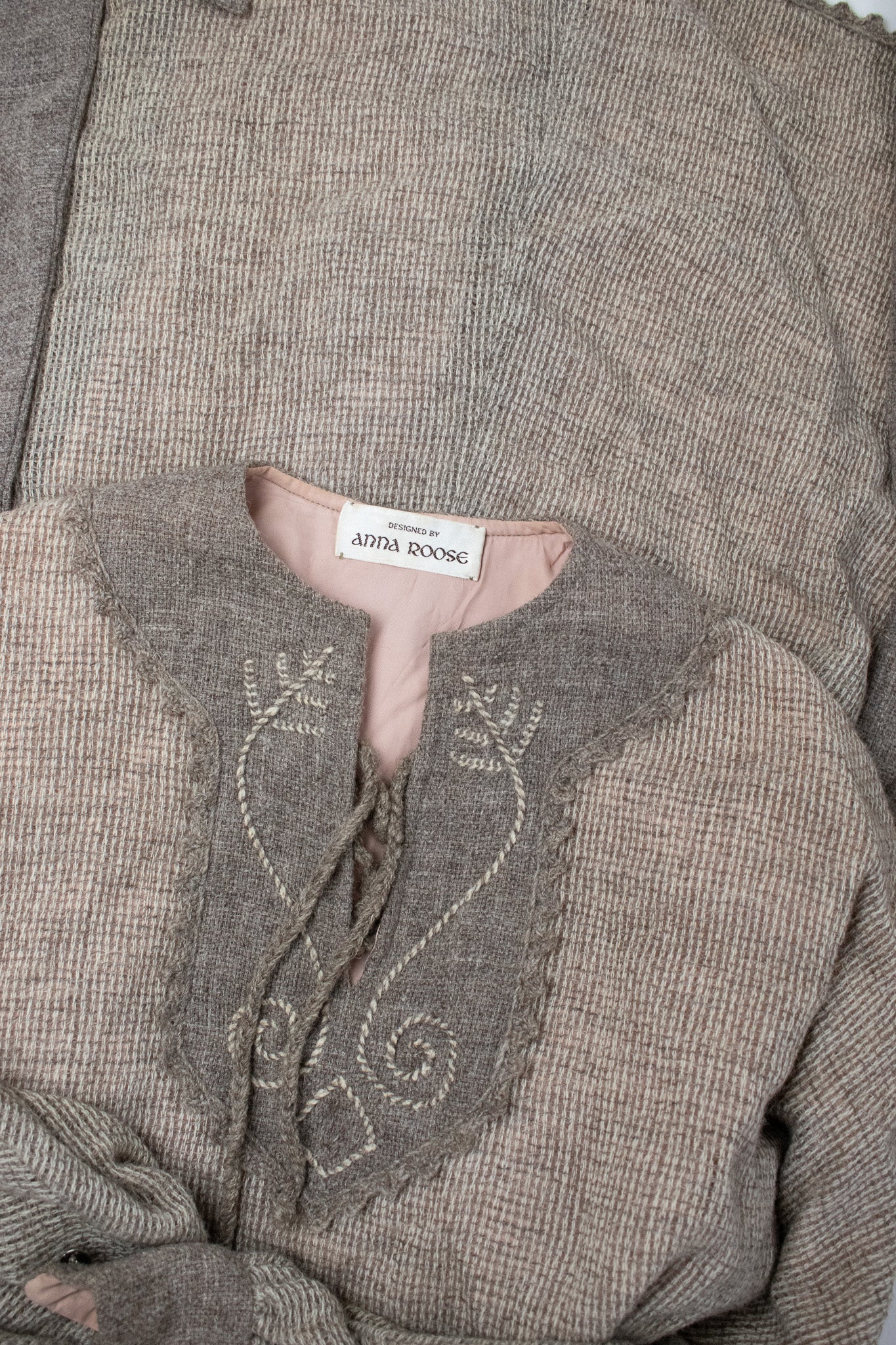 Vintage 1970s Grey Anna Roose Jacob Sheep Woollen Dress