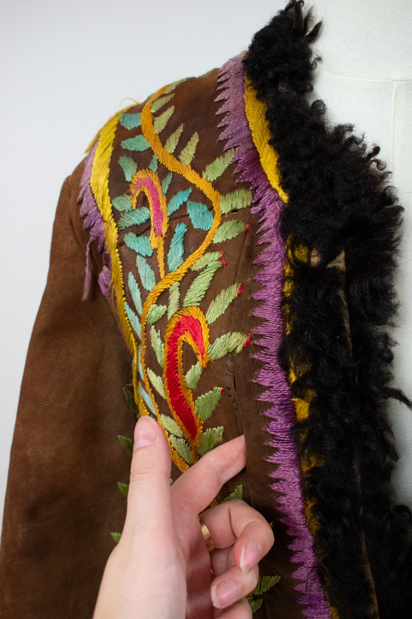Very Rare Large Vintage 1970's Silk Embroidered Afghan Coat
