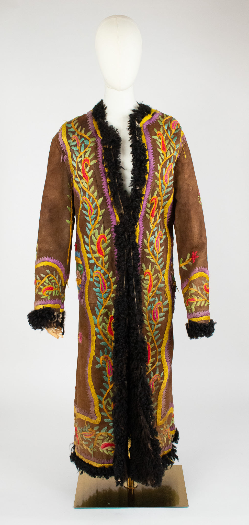 Very Rare Large Vintage 1970's Silk Embroidered Afghan Coat