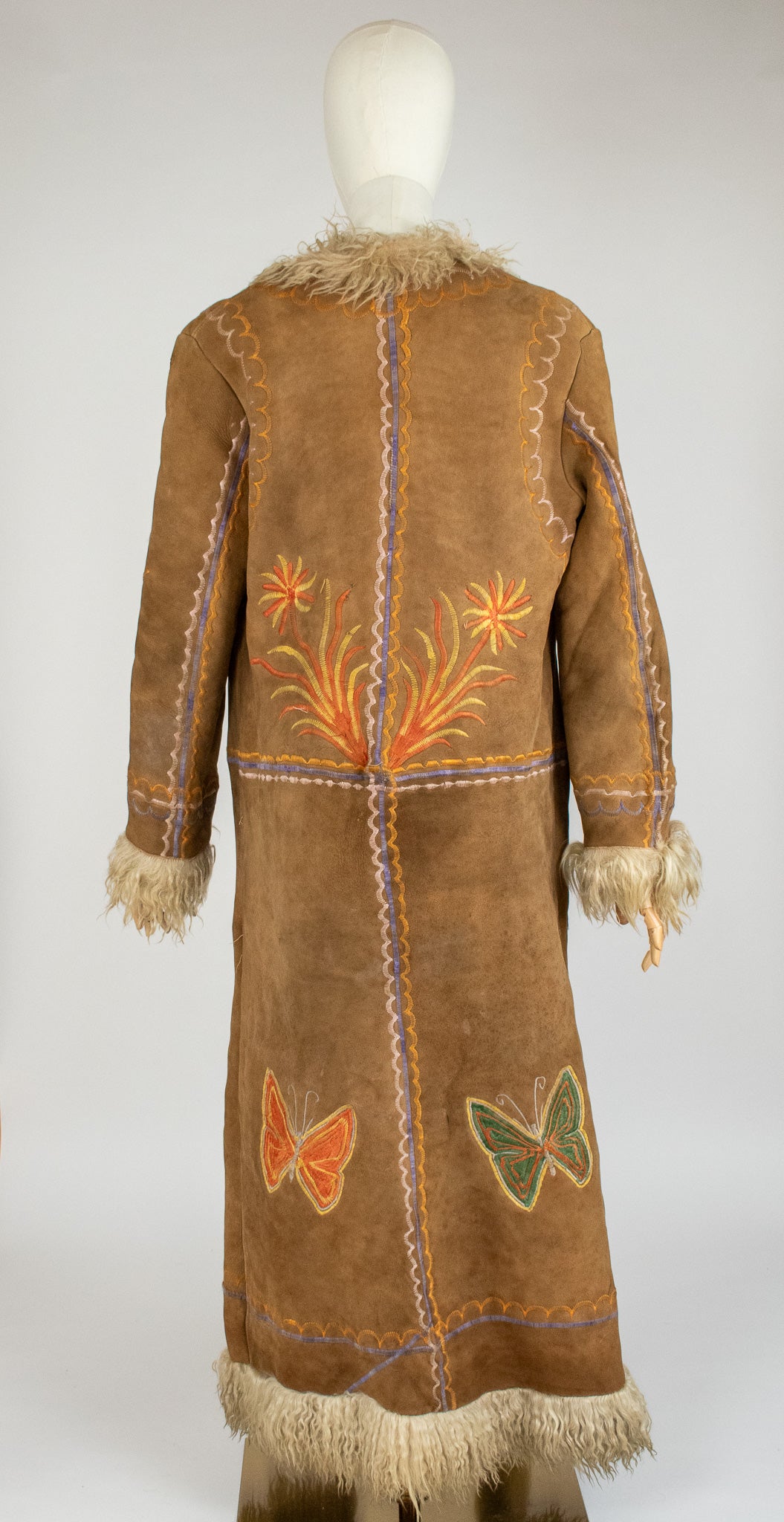 Rare Vintage 1960's Butterfly Silk Embroidered Afghan Coat