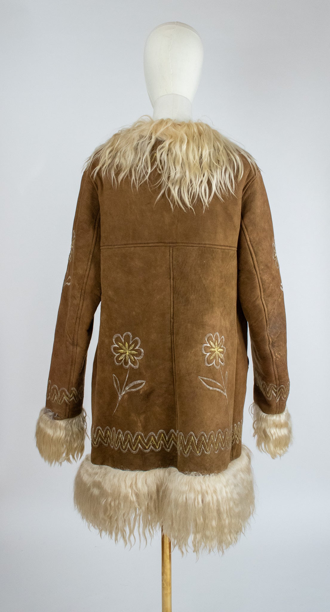 Rare Vintage Large 1960's Silk Embroidered Afghan Coat
