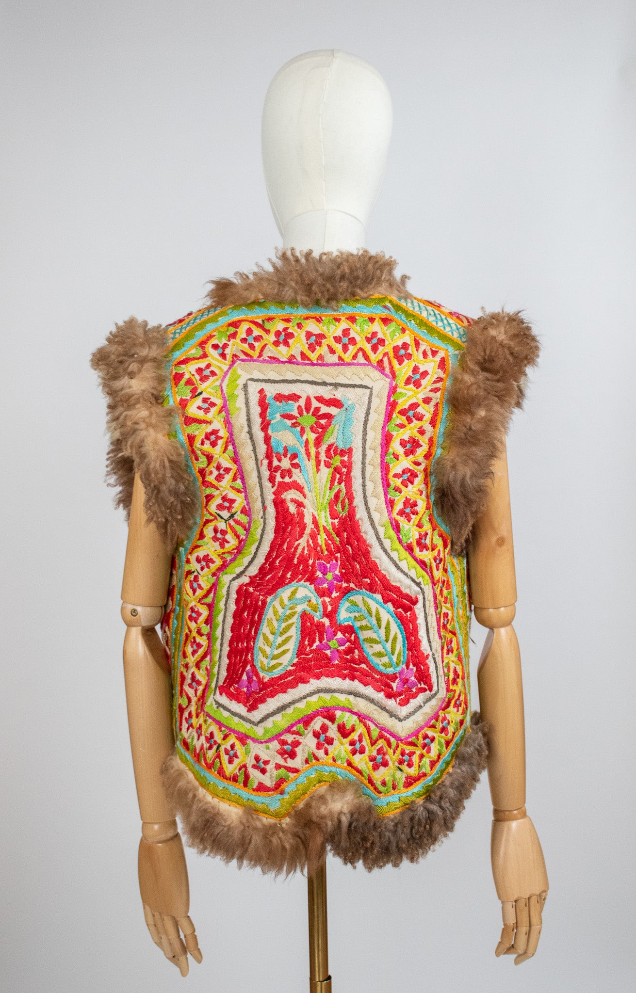 Vintage Very Rare Large 1960's Silk Embroidered Collectible Afghan Vest Waistcoat