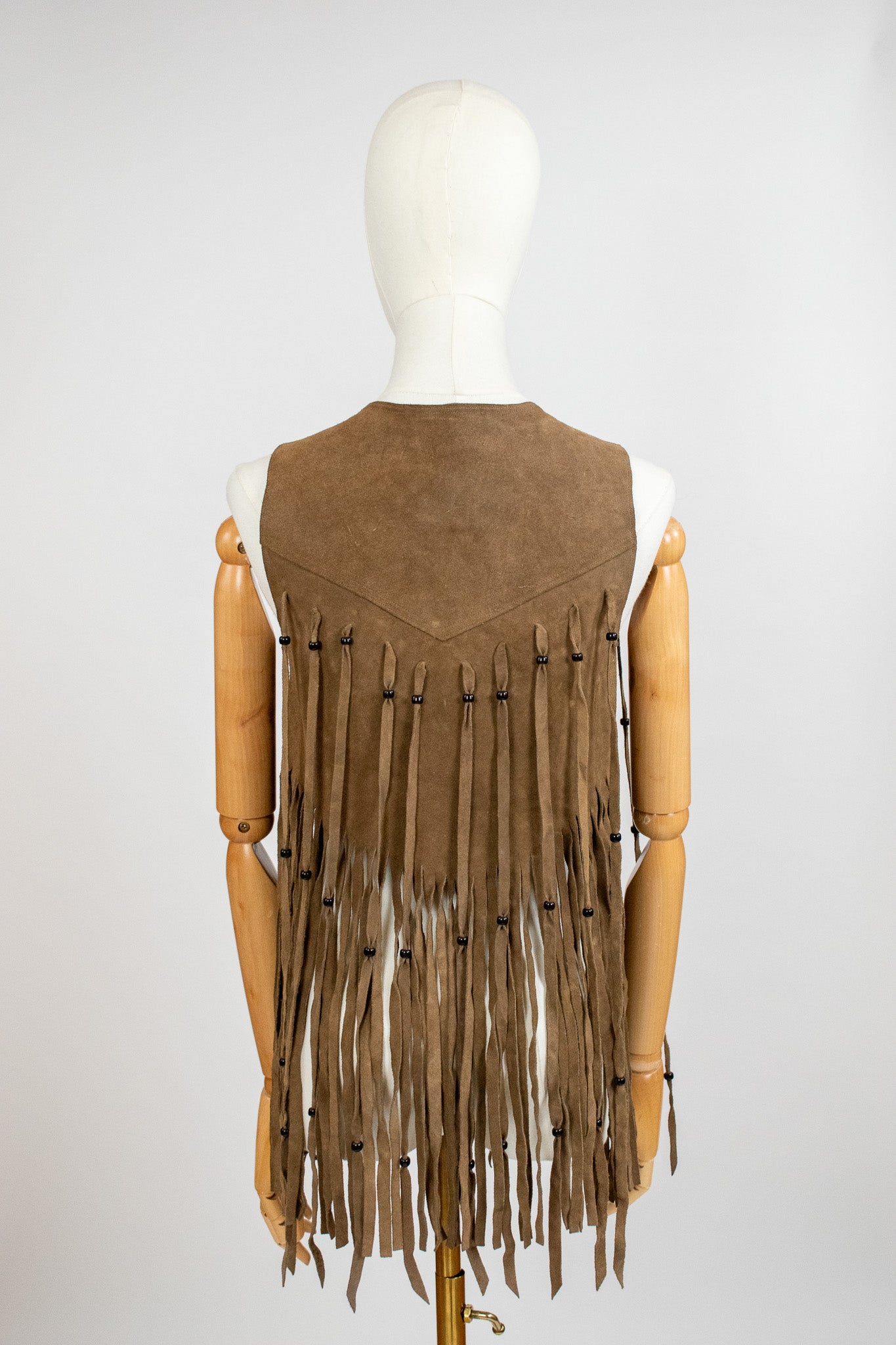 Vintage 1960s Beaded Suede Fringed Waistcoat Vest