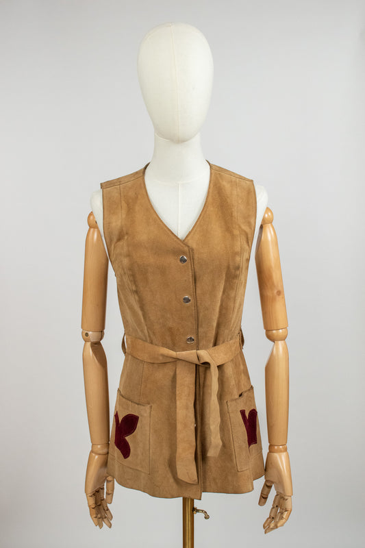 Vintage Suede 1970s Hippie Waistcoat Vest